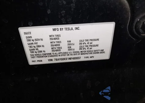 2022 Tesla Model Y Long Range Dual Motor All-Wheel Drive из США, поврежденный, VIN 7SAYGDEE1NF480037